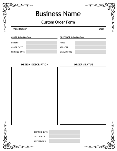 Tumbler Order Form - Digital Download